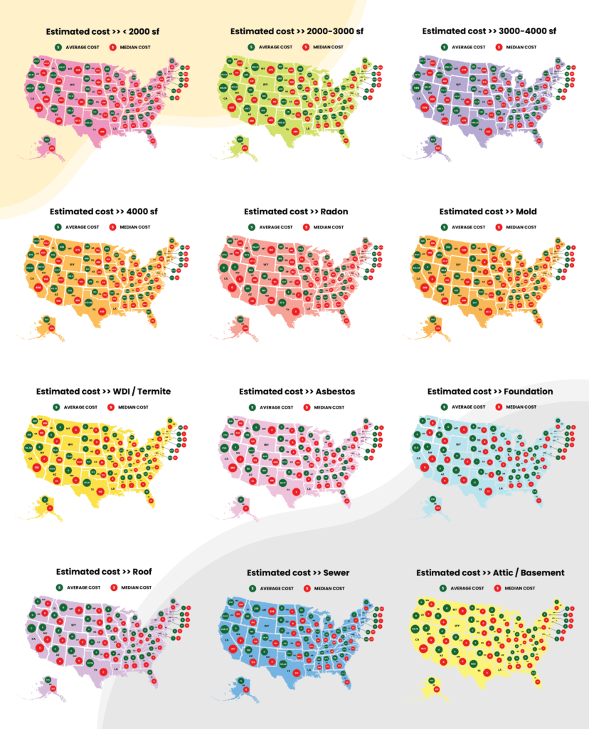 home inspection costs map