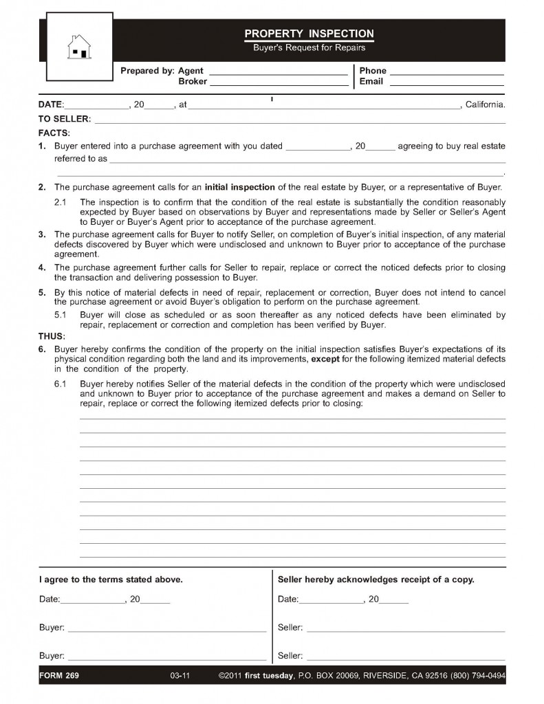 Request For Repairs Form After Home Inspection Repair Pricer
